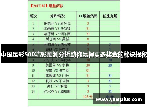 中国足彩500精彩预测分析助你赢得更多奖金的秘诀揭秘